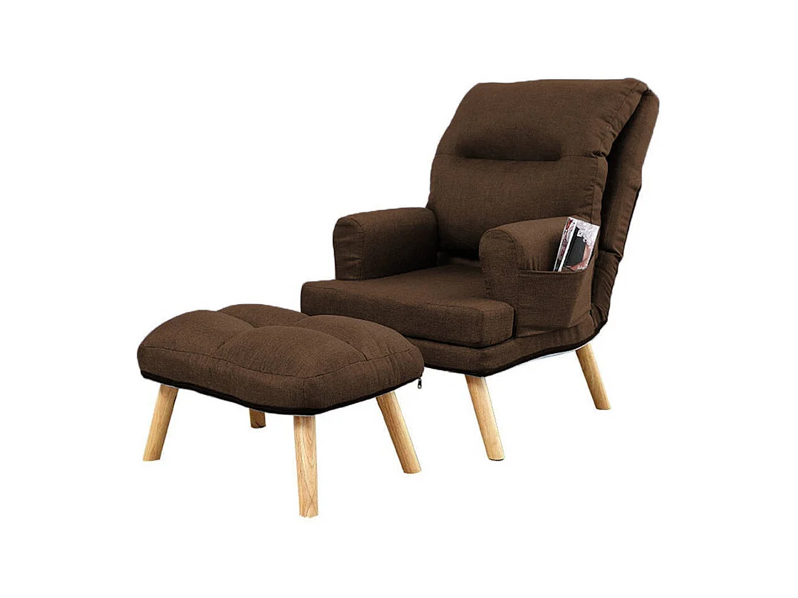 Liegesessel Sessel Relaxsessel Memo mit Fußhocker Rückenlehne 5-stufig einstellbar Farbe: Falcone 16 - braun