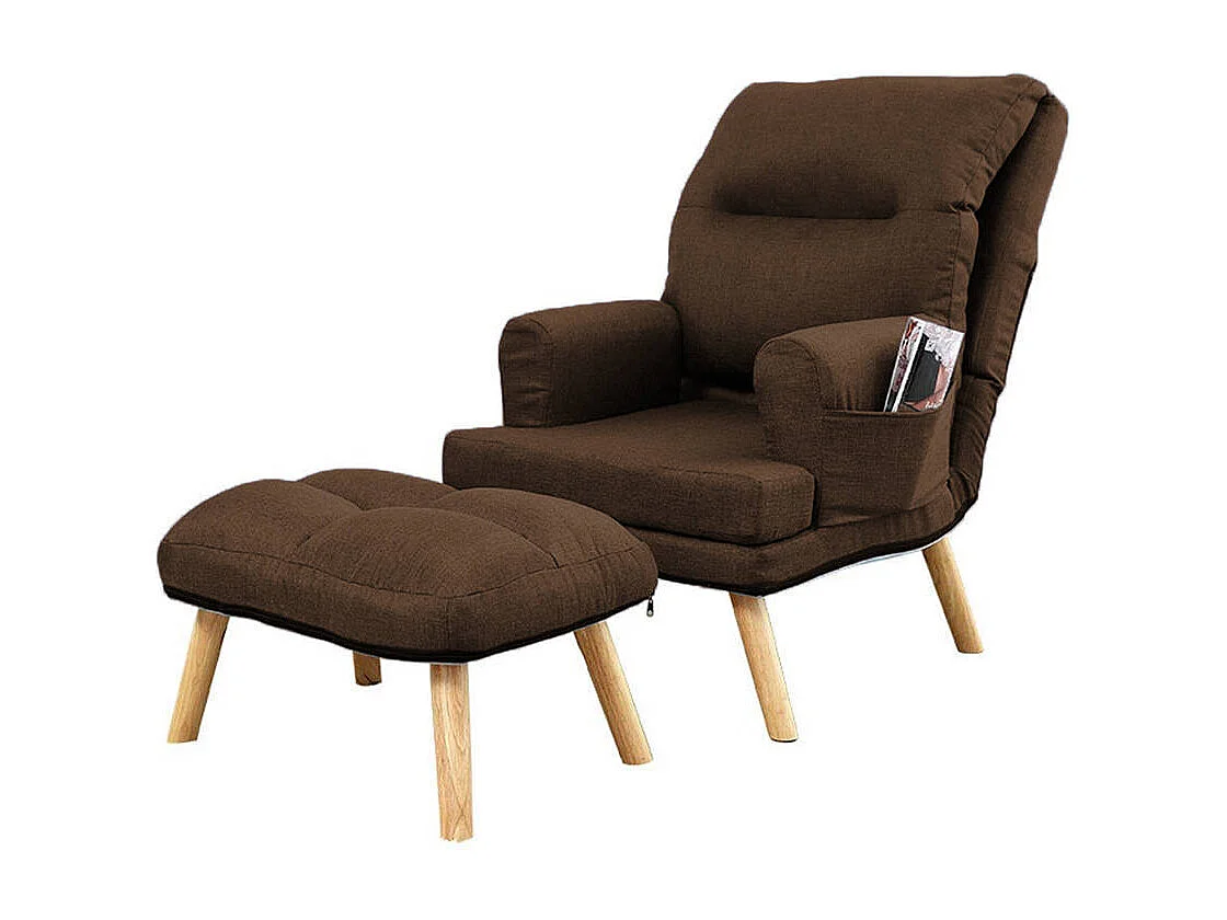 Liegesessel Sessel Relaxsessel Memo mit Fußhocker Rückenlehne 5-stufig einstellbar Farbe: Falcone 16 - braun