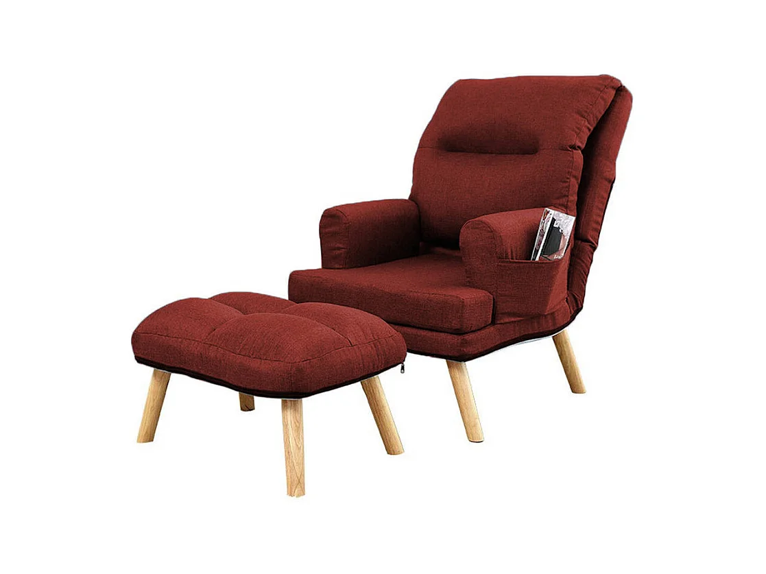 Liegesessel Sessel Relaxsessel Memo mit Fußhocker Rückenlehne 5-stufig einstellbar Farbe: Falcone 35 - rot