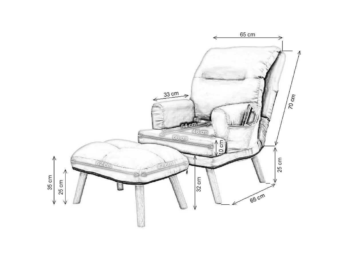 Liegesessel Sessel Relaxsessel Memo mit Fußhocker Rückenlehne 5-stufig einstellbar Farbe: Amor Velvet 4318 - grau