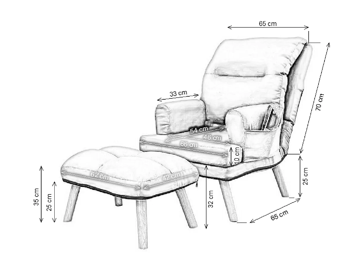 Liegesessel Sessel Relaxsessel Memo mit Fußhocker Rückenlehne 5-stufig einstellbar Farbe: Amor Velvet 4318 - grau