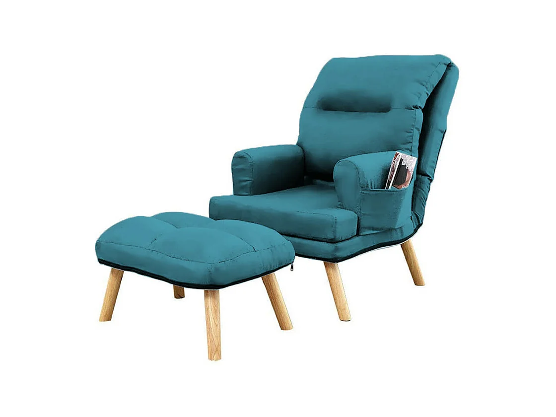 Liegesessel Sessel Relaxsessel Memo mit Fußhocker Rückenlehne 5-stufig einstellbar Farbe: Solo 261 - türkis