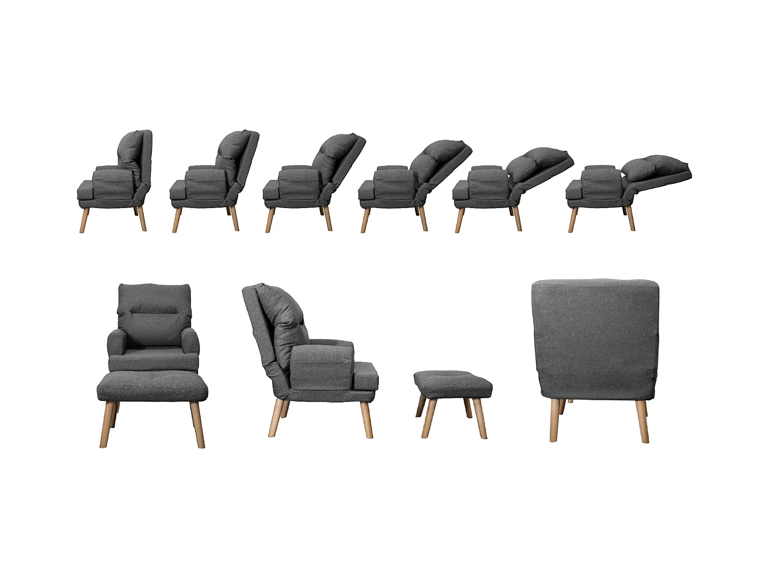 Liegesessel Sessel Relaxsessel Memo mit Fußhocker Rückenlehne 5-stufig einstellbar Farbe: Solo 261 - türkis