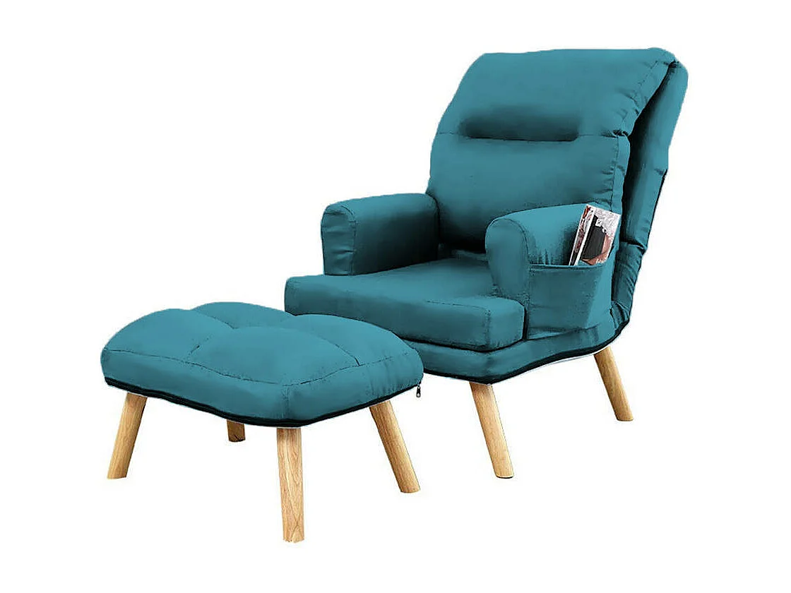Liegesessel Sessel Relaxsessel Memo mit Fußhocker Rückenlehne 5-stufig einstellbar Farbe: Solo 261 - türkis