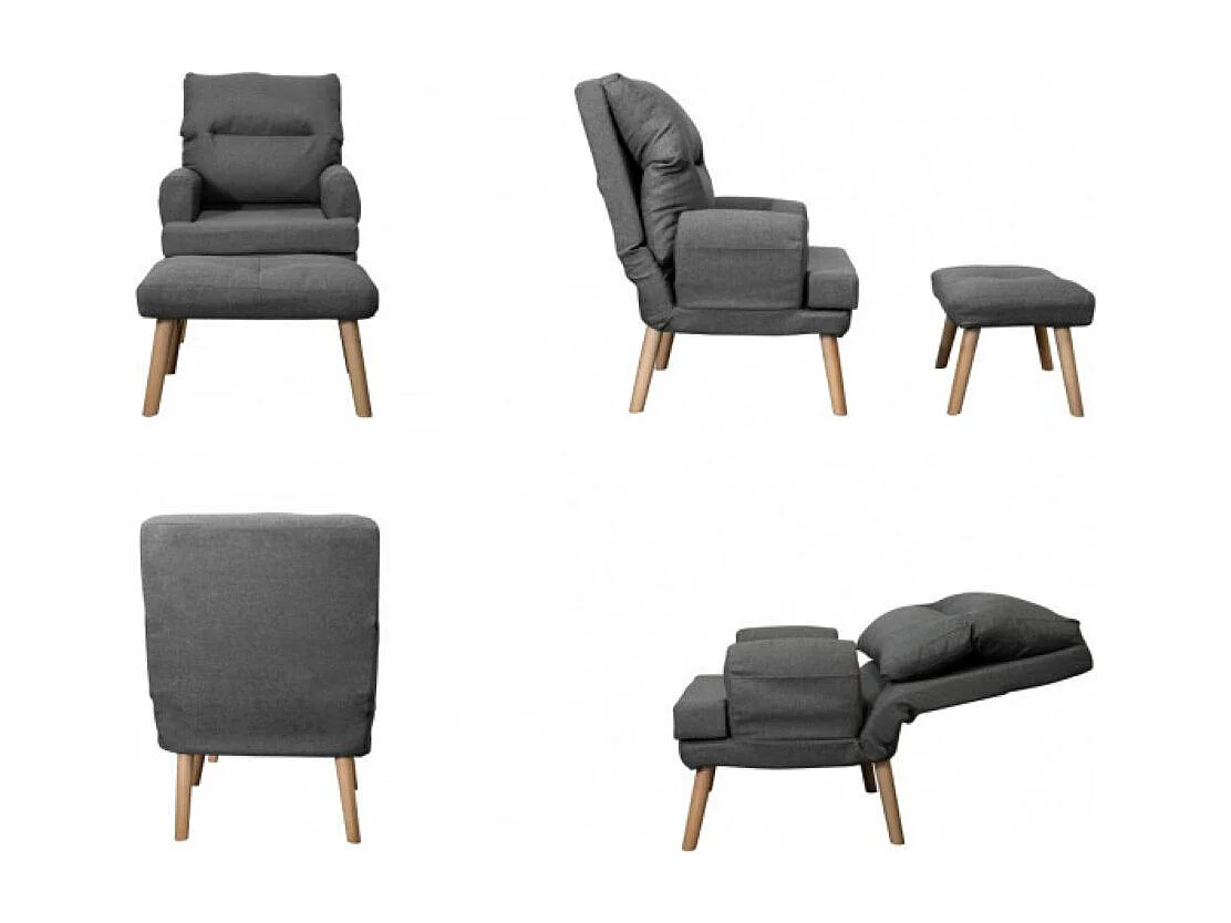 Liegesessel Sessel Relaxsessel Memo mit Fußhocker Rückenlehne 5-stufig einstellbar Farbe: Solo 261 - türkis