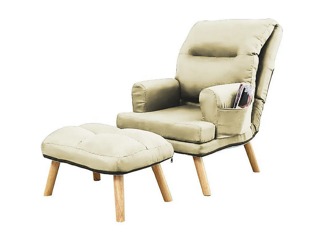 Liegesessel Sessel Relaxsessel Memo mit Fußhocker Rückenlehne 5-stufig einstellbar Farbe: Monolith 04 - ecru