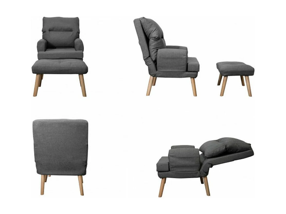 Liegesessel Sessel Relaxsessel Memo mit Fußhocker Rückenlehne 5-stufig einstellbar Farbe: Amor Velvet 4308 - rosa