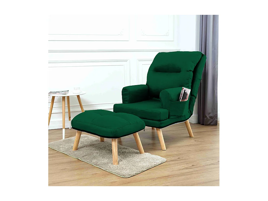 Liegesessel Sessel Relaxsessel Memo mit Fußhocker Rückenlehne 5-stufig einstellbar Farbe: Amor Velvet 4311 - dunkelgrün