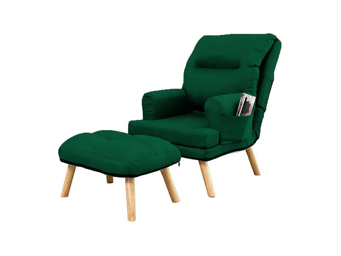 Liegesessel Sessel Relaxsessel Memo mit Fußhocker Rückenlehne 5-stufig einstellbar Farbe: Amor Velvet 4311 - dunkelgrün