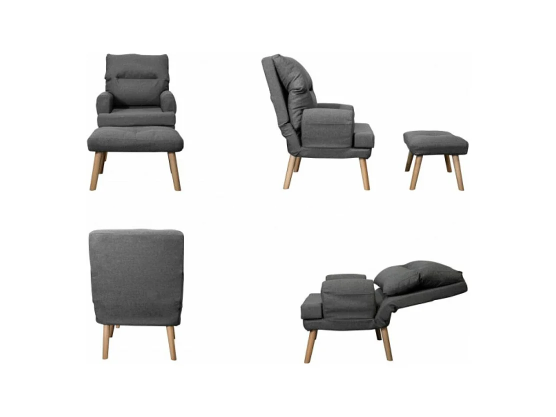 Liegesessel Sessel Relaxsessel Memo mit Fußhocker Rückenlehne 5-stufig einstellbar Farbe: Amor Velvet 4311 - dunkelgrün