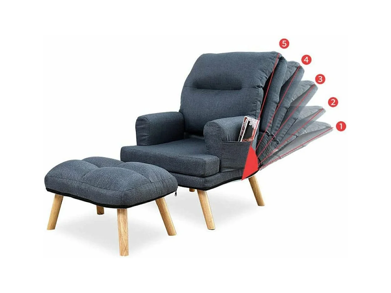 Liegesessel Sessel Relaxsessel Memo mit Fußhocker Rückenlehne 5-stufig einstellbar Farbe: Amor Velvet 4311 - dunkelgrün