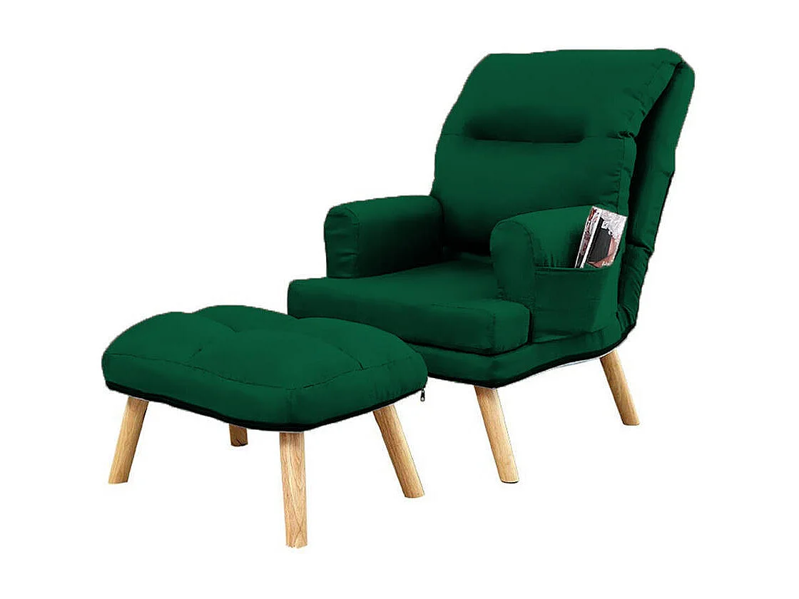 Liegesessel Sessel Relaxsessel Memo mit Fußhocker Rückenlehne 5-stufig einstellbar Farbe: Amor Velvet 4311 - dunkelgrün