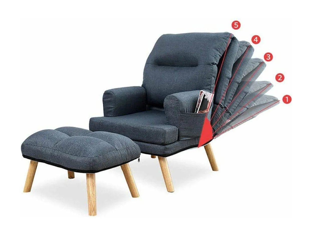 Liegesessel Sessel Relaxsessel Memo mit Fußhocker Rückenlehne 5-stufig einstellbar Farbe: Amor Velvet 4311 - dunkelgrün