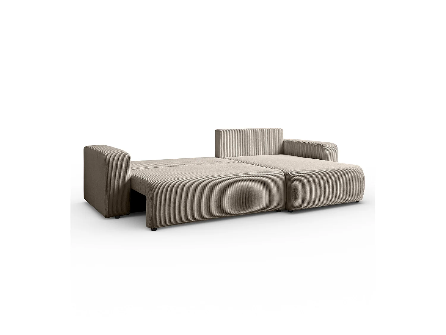 Ecksofa L Form Sofia 277 x 143 cm mit Schlaffunktion und Bettkasten Couch Cord Schlafsofa Schlafcouch Sofa universale Seite, beige, cappucino