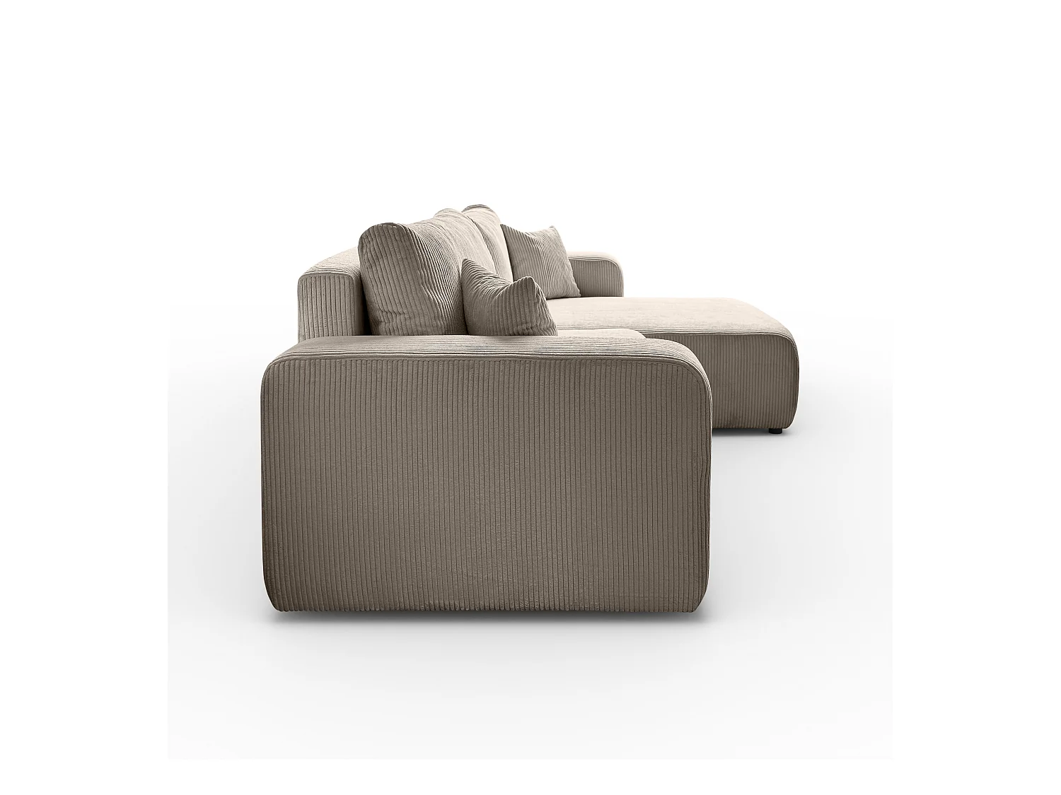 Ecksofa L Form Sofia 277 x 143 cm mit Schlaffunktion und Bettkasten Couch Cord Schlafsofa Schlafcouch Sofa universale Seite, beige, cappucino