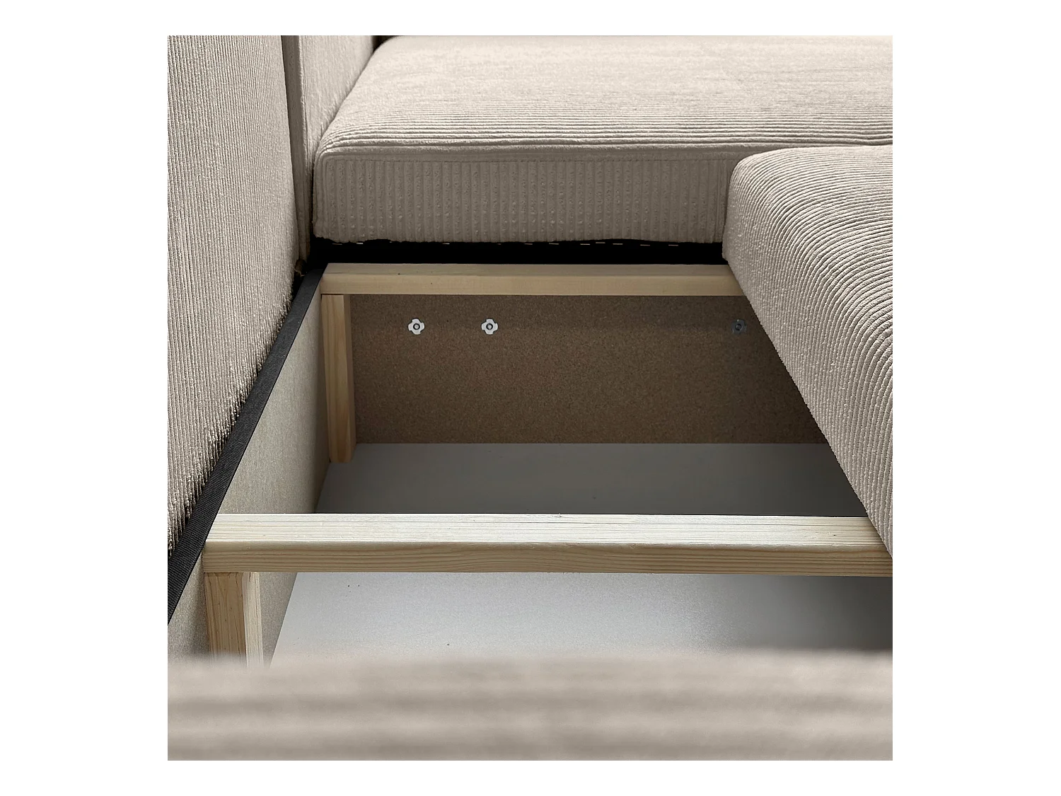 Ecksofa L Form Sofia 277 x 143 cm mit Schlaffunktion und Bettkasten Couch Cord Schlafsofa Schlafcouch Sofa universale Seite, beige, cappucino