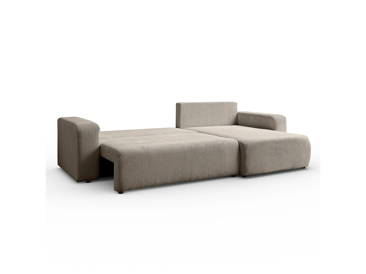 Ecksofa L Form Sofia 277 x 143 cm mit Schlaffunktion und Bettkasten Couch Cord Schlafsofa Schlafcouch Sofa universale Seite, beige, cappucino