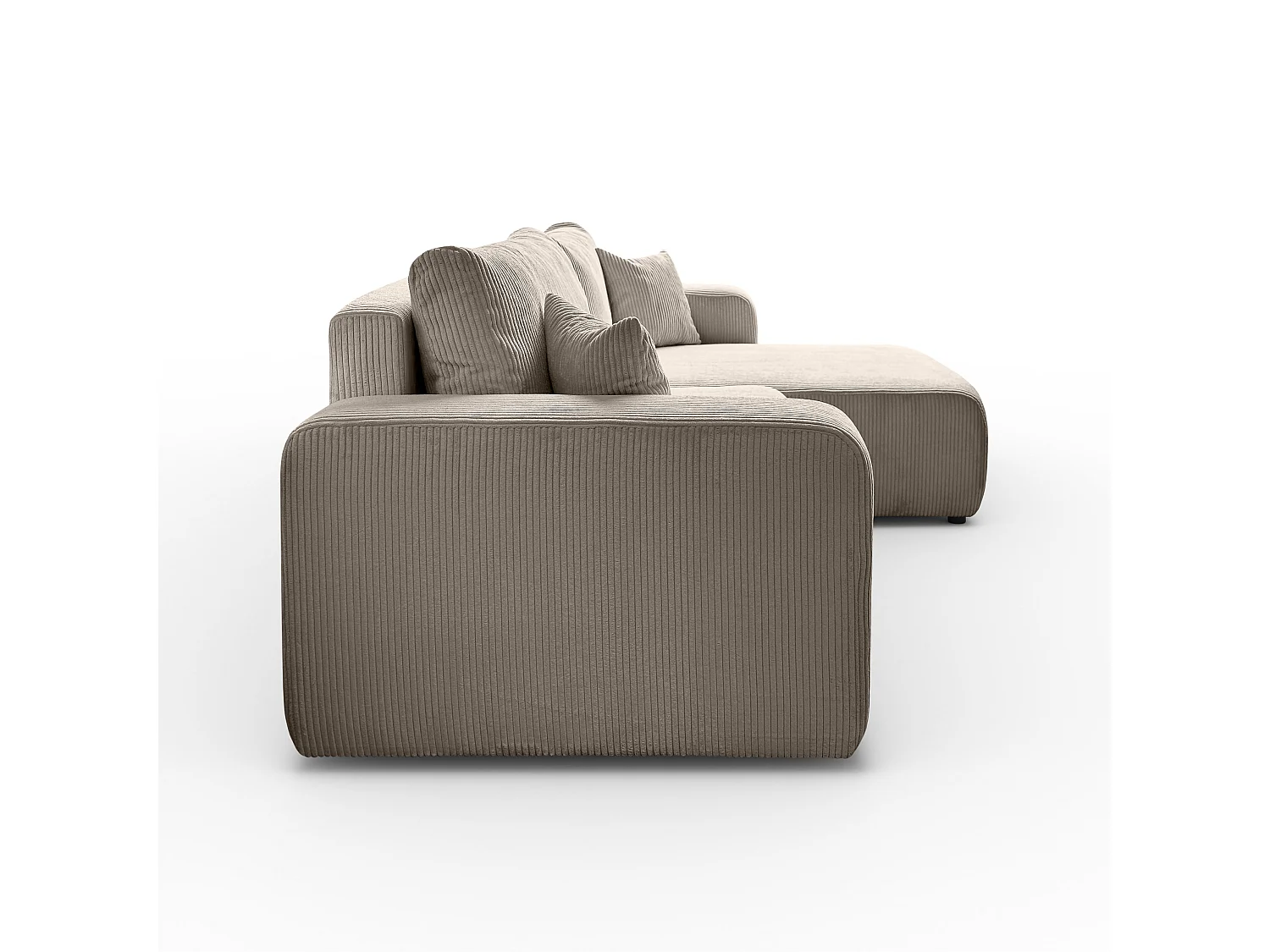 Ecksofa L Form Sofia 277 x 143 cm mit Schlaffunktion und Bettkasten Couch Cord Schlafsofa Schlafcouch Sofa universale Seite, beige, cappucino