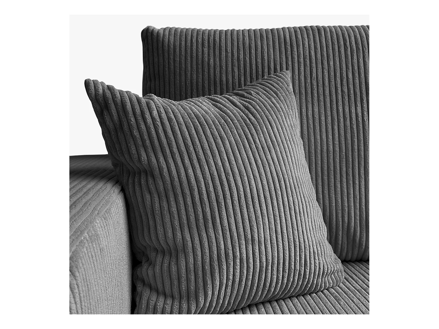 Ecksofa L Form Sofia 277 x 143 cm mit Schlaffunktion und Bettkasten Couch Cord Schlafsofa Schlafcouch Sofa universale Seite, dunkelgrau