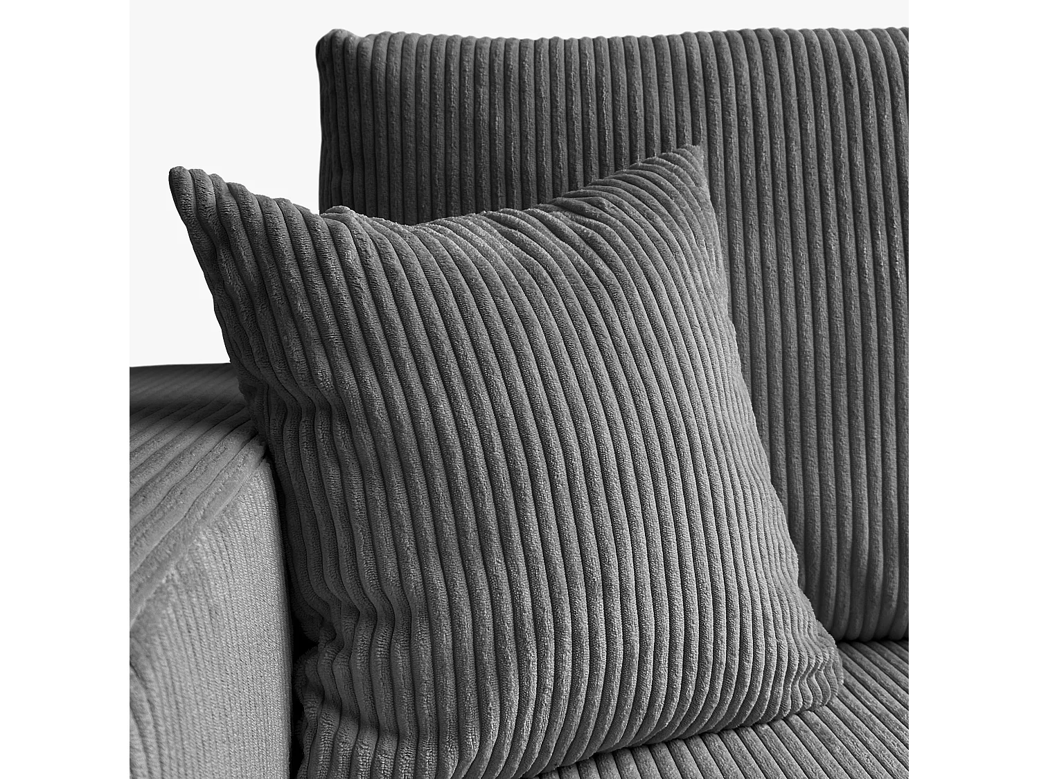 Ecksofa L Form Sofia 277 x 143 cm mit Schlaffunktion und Bettkasten Couch Cord Schlafsofa Schlafcouch Sofa universale Seite, dunkelgrau