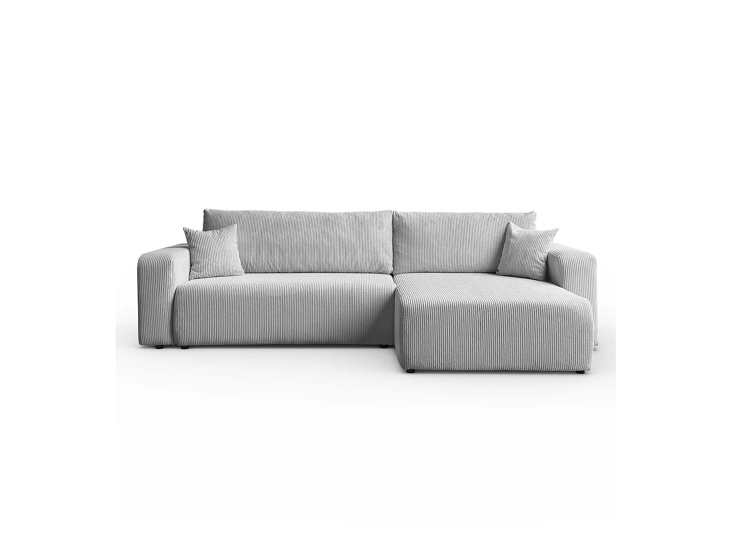 Ecksofa L Form Sofia 277 x 143 cm mit Schlaffunktion und Bettkasten Couch Cord Schlafsofa Schlafcouch Sofa universale Seite, hellgrau
