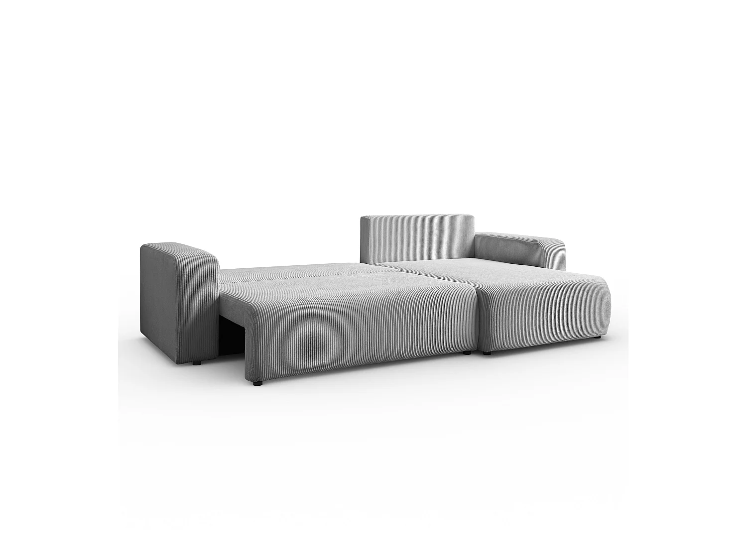 Ecksofa L Form Sofia 277 x 143 cm mit Schlaffunktion und Bettkasten Couch Cord Schlafsofa Schlafcouch Sofa universale Seite, hellgrau