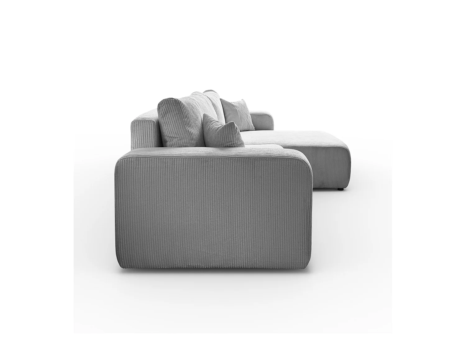 Ecksofa L Form Sofia 277 x 143 cm mit Schlaffunktion und Bettkasten Couch Cord Schlafsofa Schlafcouch Sofa universale Seite, hellgrau