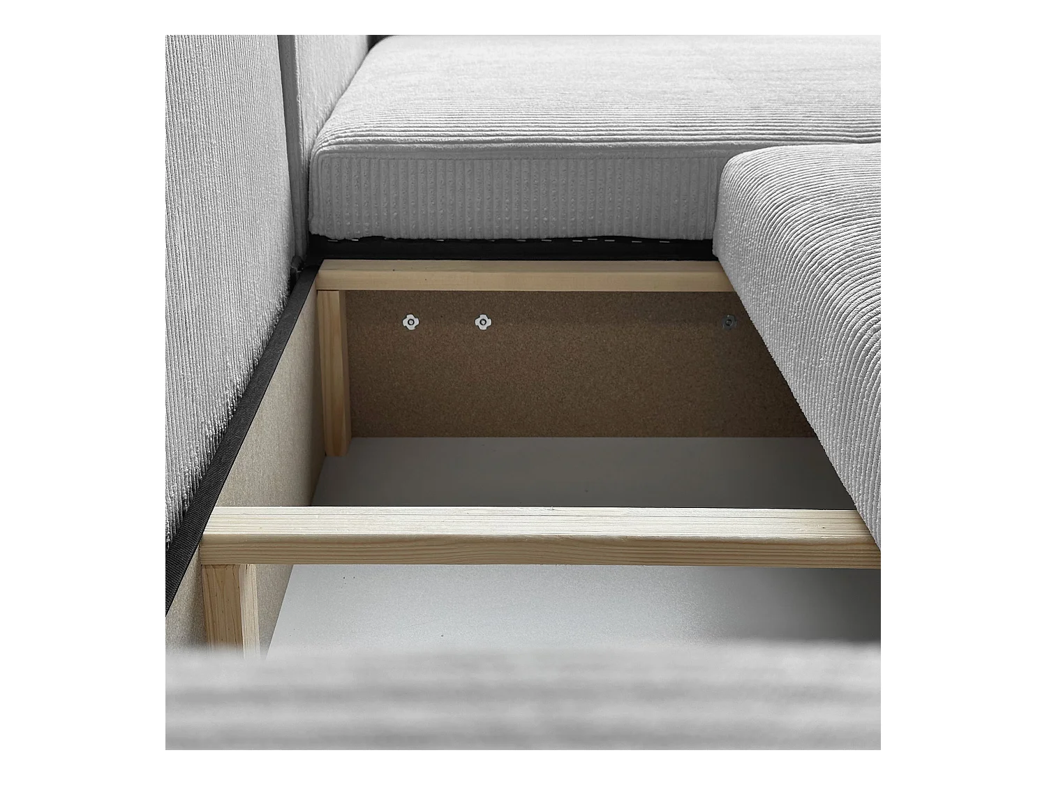 Ecksofa L Form Sofia 277 x 143 cm mit Schlaffunktion und Bettkasten Couch Cord Schlafsofa Schlafcouch Sofa universale Seite, hellgrau