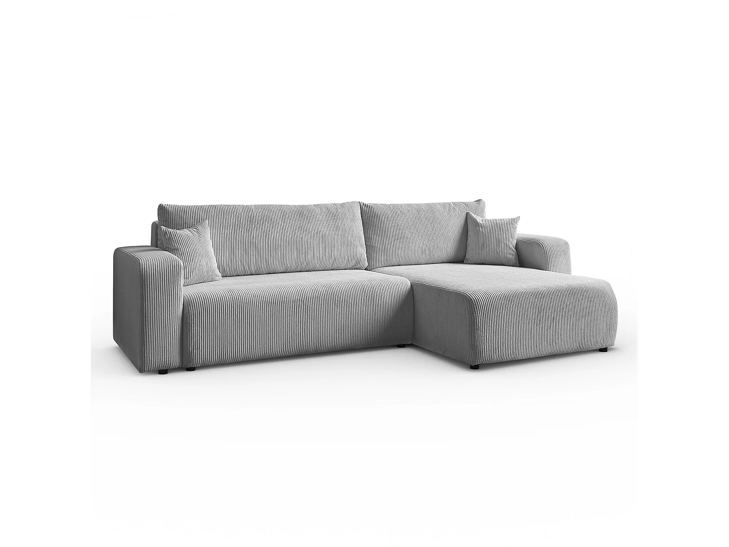 Ecksofa L Form Sofia 277 x 143 cm mit Schlaffunktion und Bettkasten Couch Cord Schlafsofa Schlafcouch Sofa universale Seite, hellgrau