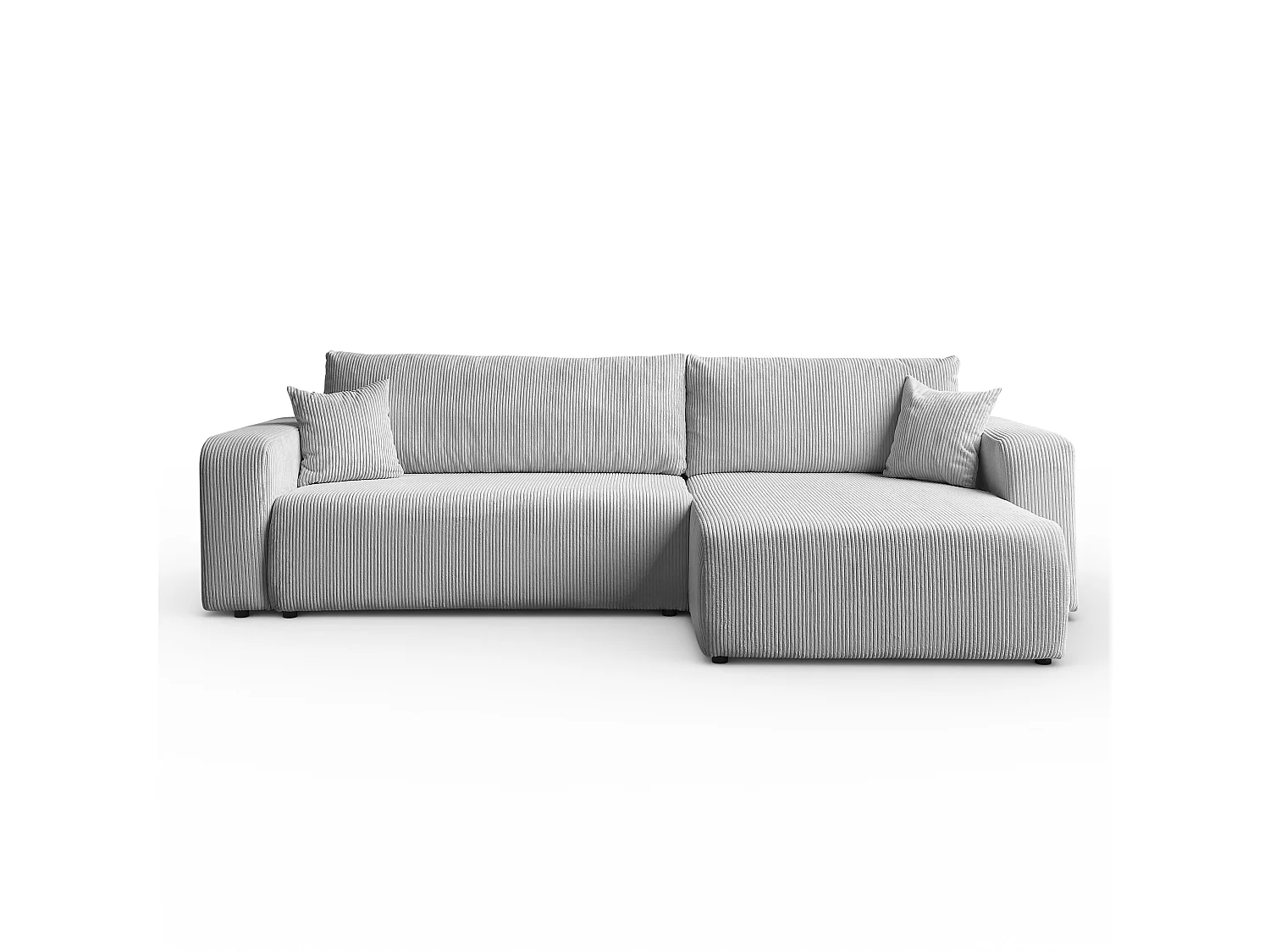 Ecksofa L Form Sofia 277 x 143 cm mit Schlaffunktion und Bettkasten Couch Cord Schlafsofa Schlafcouch Sofa universale Seite, hellgrau