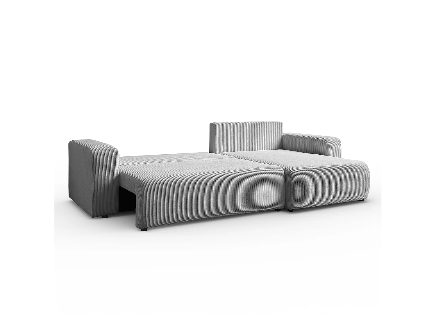 Ecksofa L Form Sofia 277 x 143 cm mit Schlaffunktion und Bettkasten Couch Cord Schlafsofa Schlafcouch Sofa universale Seite, hellgrau
