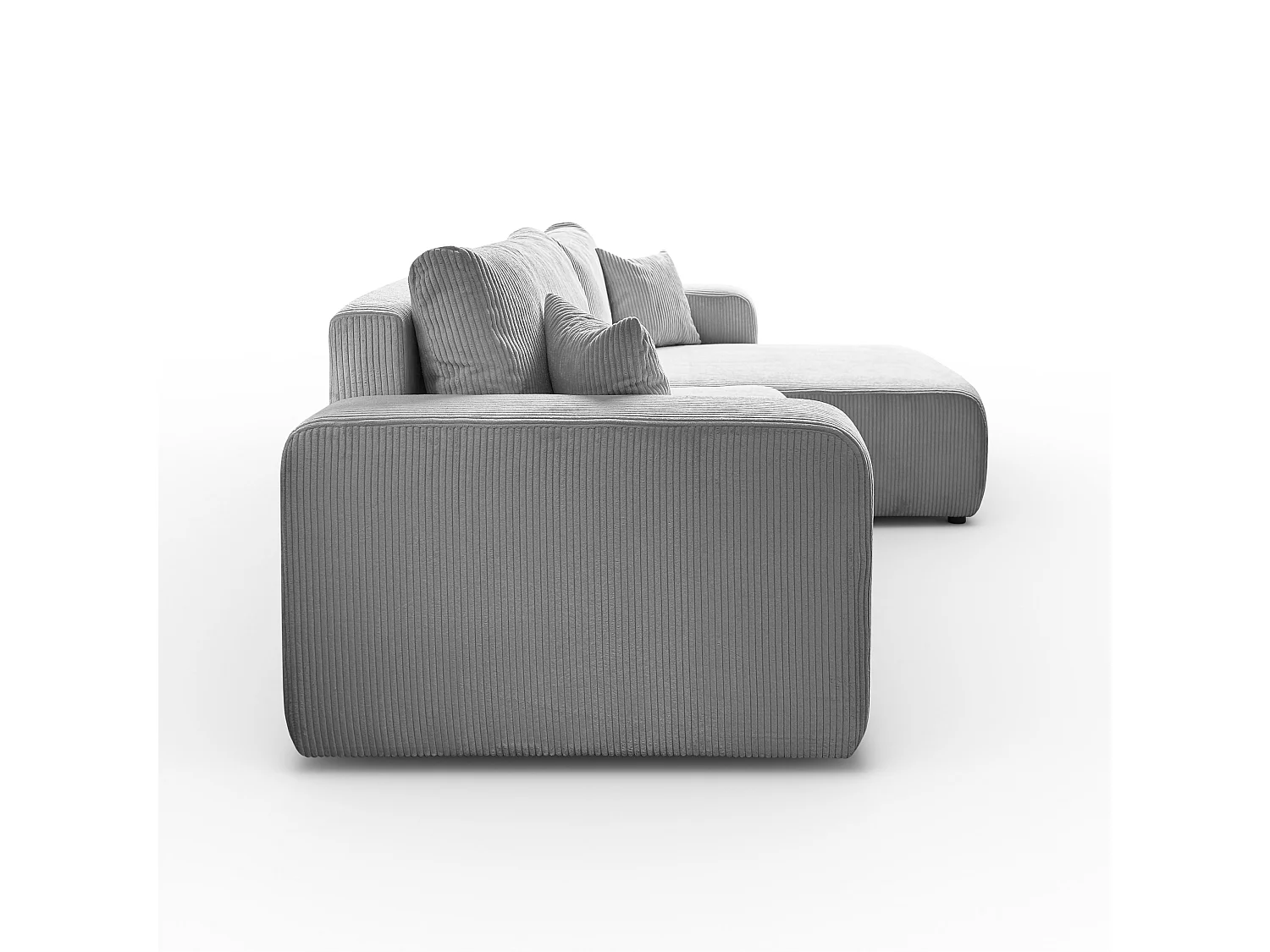 Ecksofa L Form Sofia 277 x 143 cm mit Schlaffunktion und Bettkasten Couch Cord Schlafsofa Schlafcouch Sofa universale Seite, hellgrau