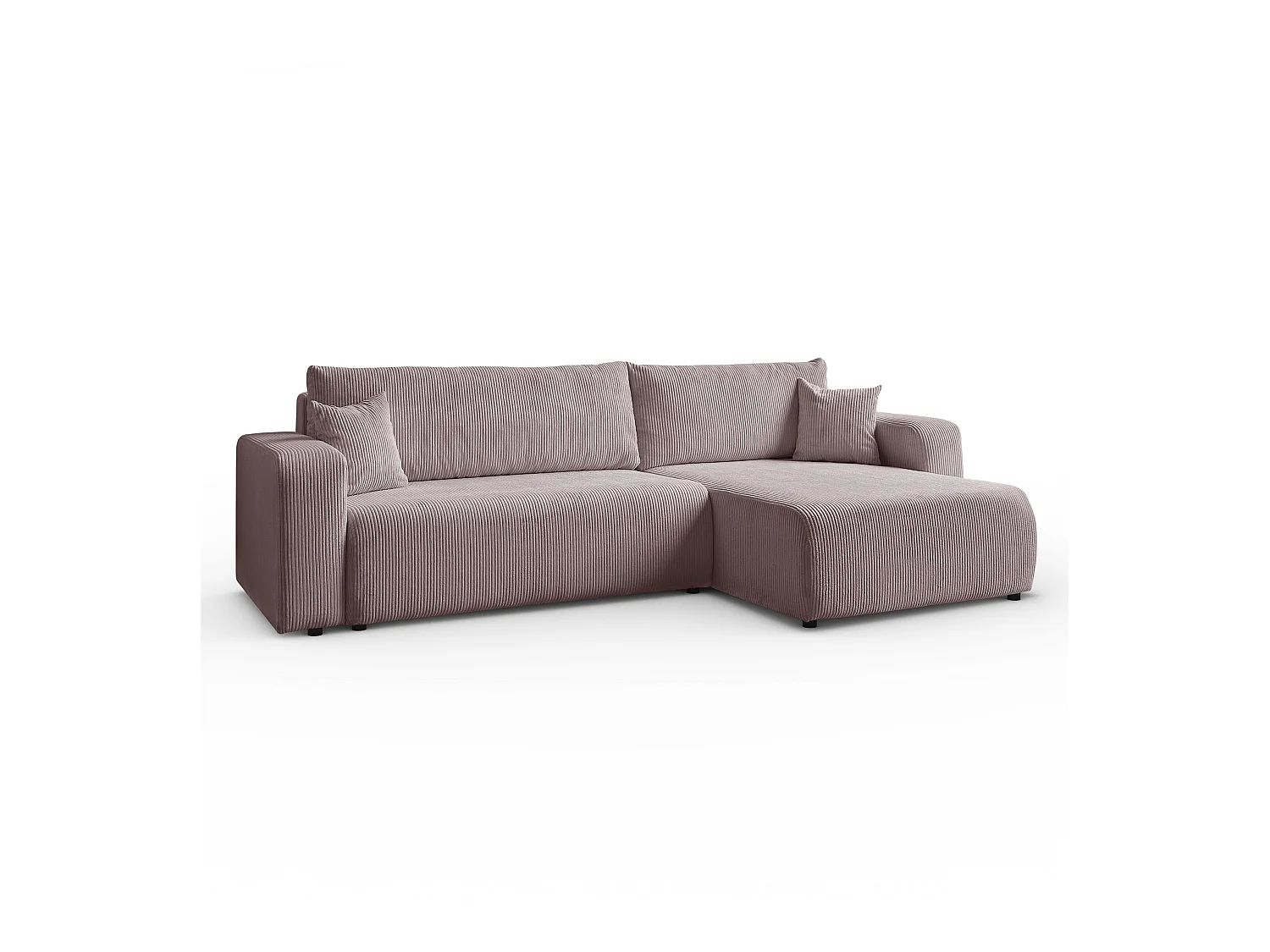 Ecksofa L Form Sofia 277 x 143 cm mit Schlaffunktion und Bettkasten Couch Cord Schlafsofa Schlafcouch Sofa universale Seite, puderrosa