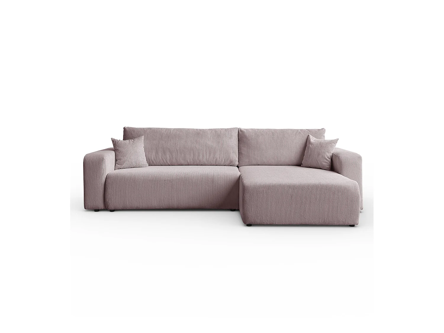 Ecksofa L Form Sofia 277 x 143 cm mit Schlaffunktion und Bettkasten Couch Cord Schlafsofa Schlafcouch Sofa universale Seite, puderrosa