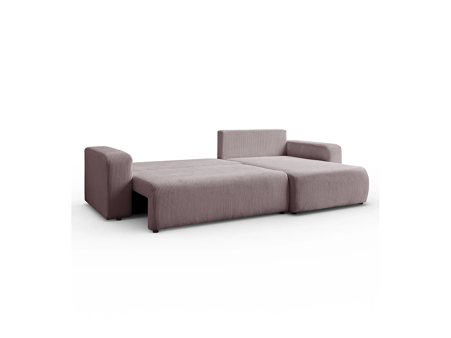Ecksofa L Form Sofia 277 x 143 cm mit Schlaffunktion und Bettkasten Couch Cord Schlafsofa Schlafcouch Sofa universale Seite, puderrosa