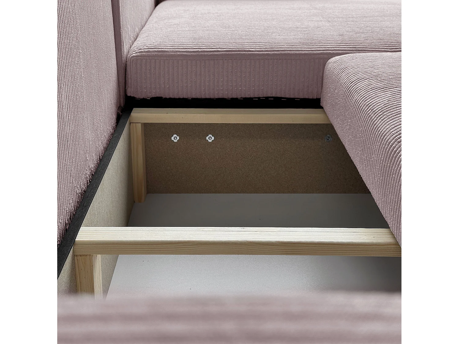 Ecksofa L Form Sofia 277 x 143 cm mit Schlaffunktion und Bettkasten Couch Cord Schlafsofa Schlafcouch Sofa universale Seite, puderrosa