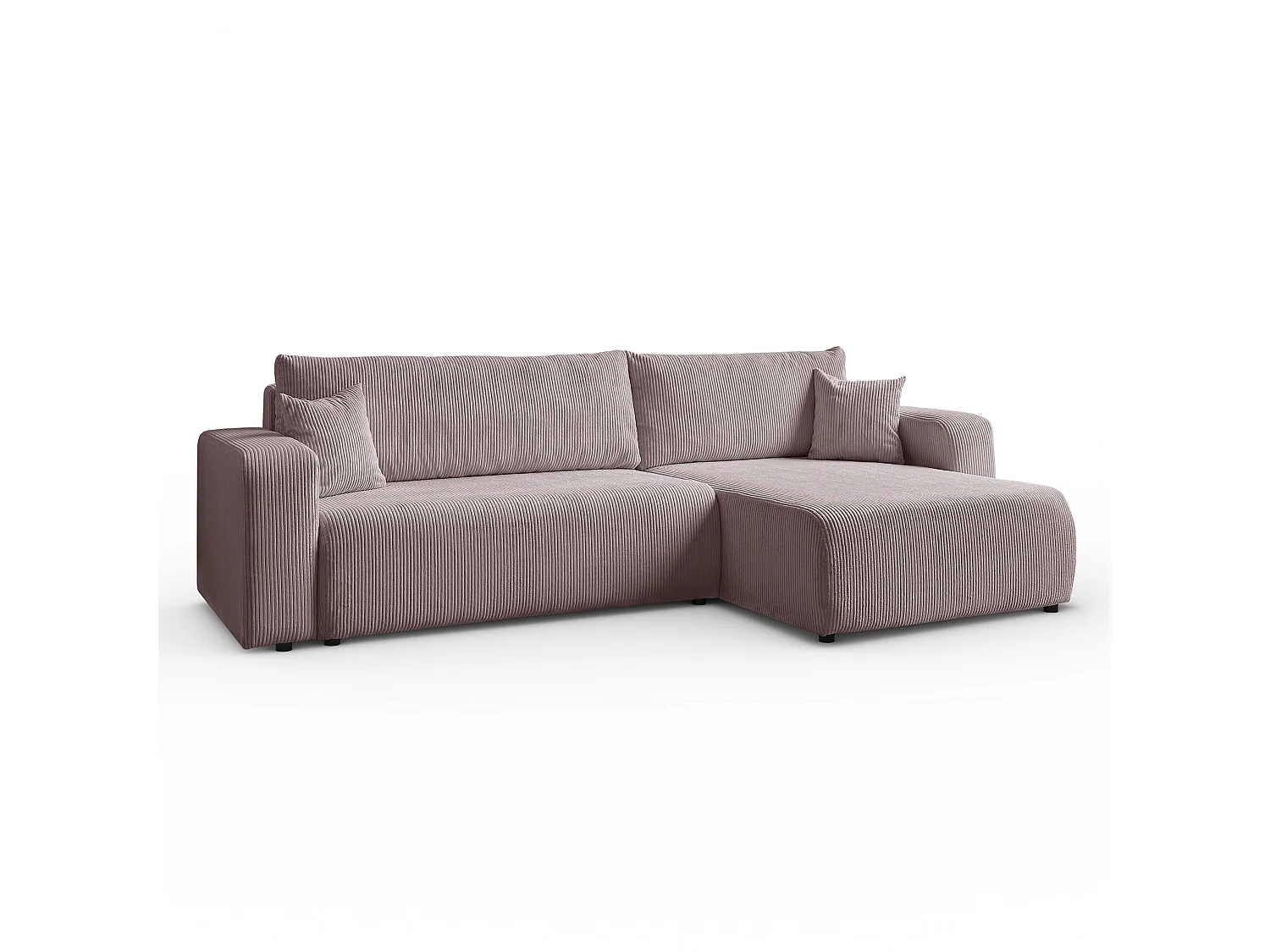 Ecksofa L Form Sofia 277 x 143 cm mit Schlaffunktion und Bettkasten Couch Cord Schlafsofa Schlafcouch Sofa universale Seite, puderrosa