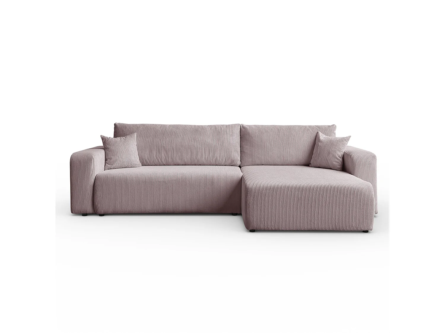 Ecksofa L Form Sofia 277 x 143 cm mit Schlaffunktion und Bettkasten Couch Cord Schlafsofa Schlafcouch Sofa universale Seite, puderrosa