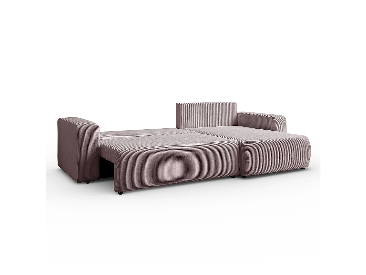 Ecksofa L Form Sofia 277 x 143 cm mit Schlaffunktion und Bettkasten Couch Cord Schlafsofa Schlafcouch Sofa universale Seite, puderrosa