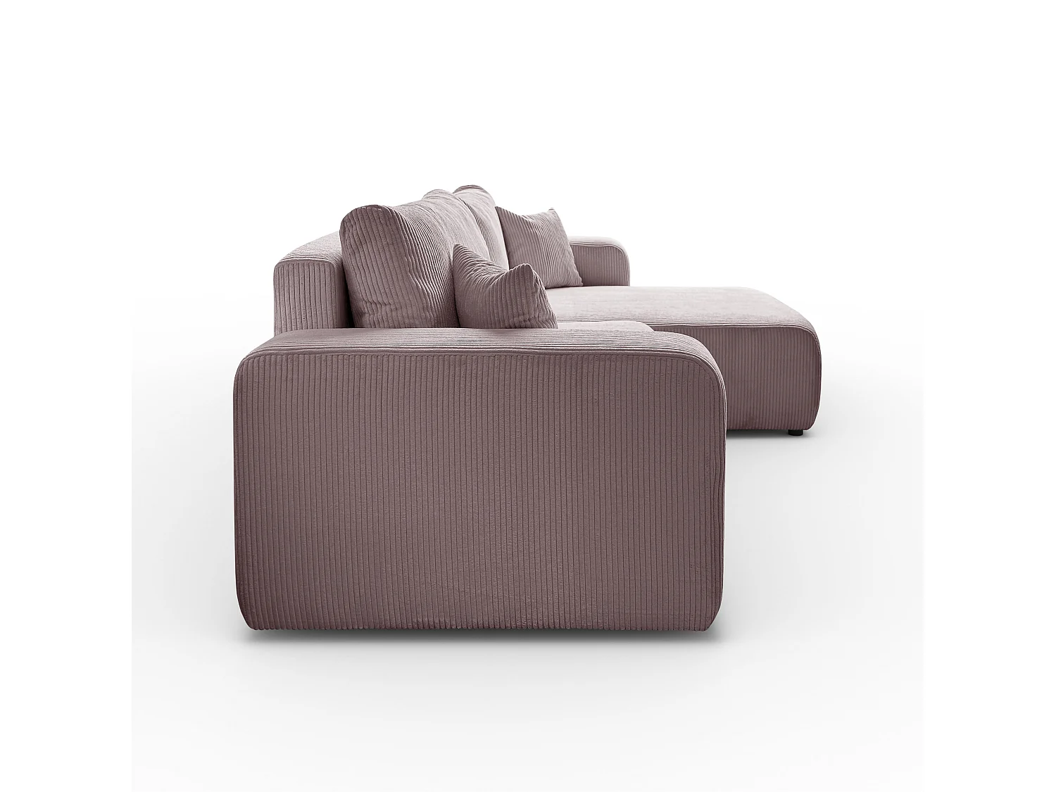 Ecksofa L Form Sofia 277 x 143 cm mit Schlaffunktion und Bettkasten Couch Cord Schlafsofa Schlafcouch Sofa universale Seite, puderrosa
