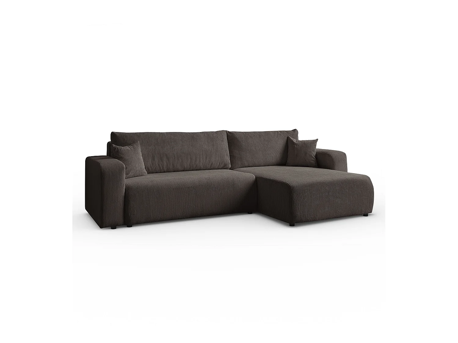 Ecksofa L Form Sofia 277 x 143 cm mit Schlaffunktion und Bettkasten Couch Cord Schlafsofa Schlafcouch Sofa universale Seite, hellbraun
