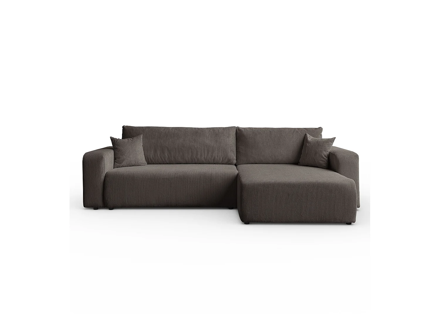 Ecksofa L Form Sofia 277 x 143 cm mit Schlaffunktion und Bettkasten Couch Cord Schlafsofa Schlafcouch Sofa universale Seite, hellbraun