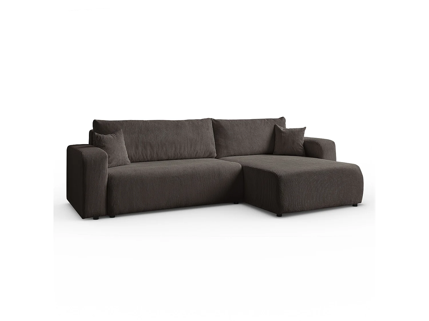 Ecksofa L Form Sofia 277 x 143 cm mit Schlaffunktion und Bettkasten Couch Cord Schlafsofa Schlafcouch Sofa universale Seite, hellbraun