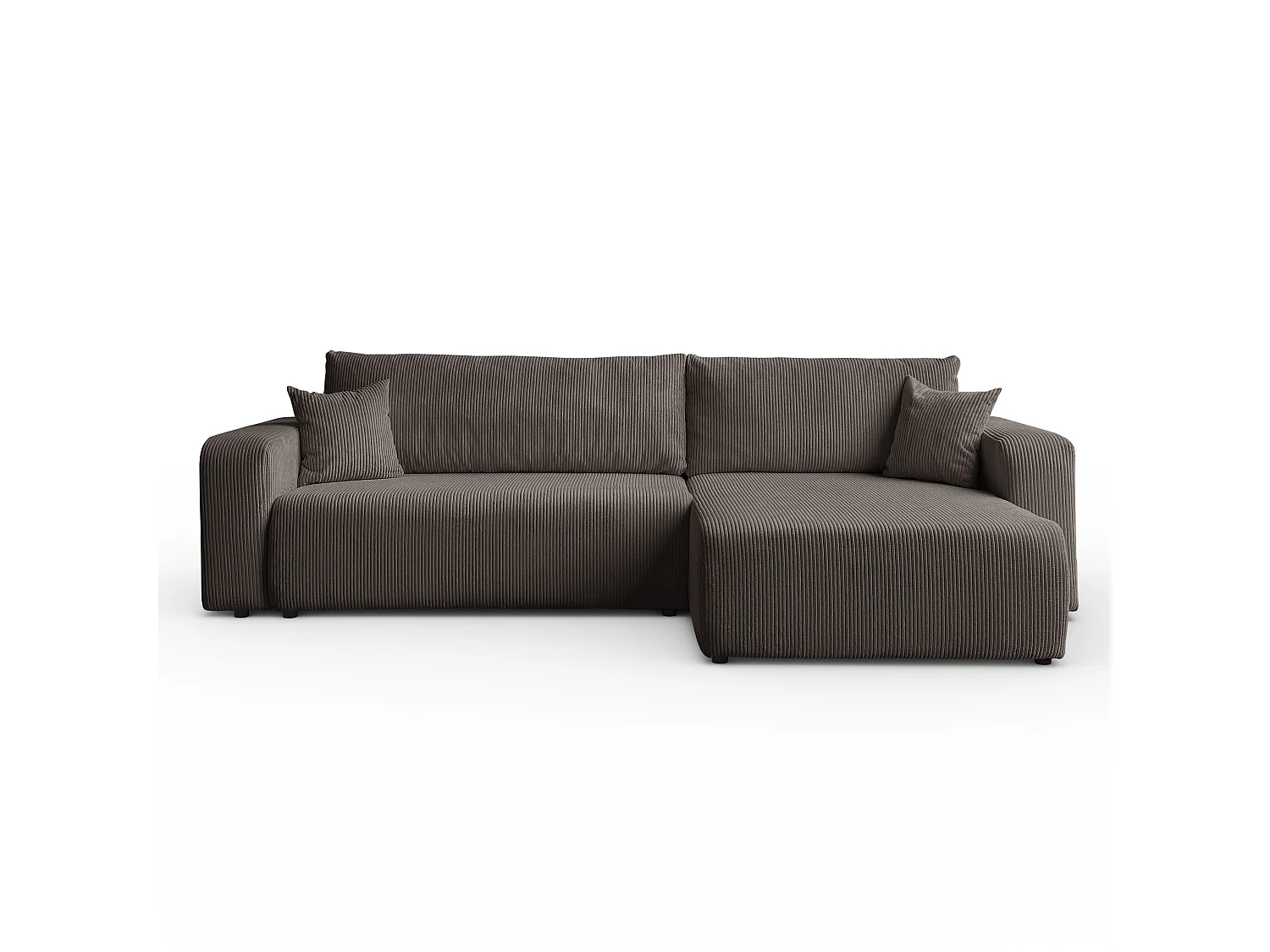 Ecksofa L Form Sofia 277 x 143 cm mit Schlaffunktion und Bettkasten Couch Cord Schlafsofa Schlafcouch Sofa universale Seite, hellbraun