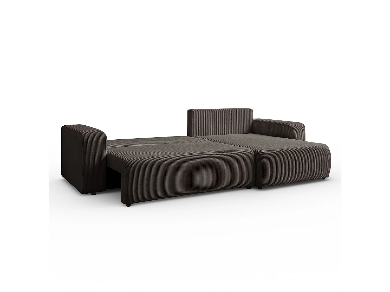 Ecksofa L Form Sofia 277 x 143 cm mit Schlaffunktion und Bettkasten Couch Cord Schlafsofa Schlafcouch Sofa universale Seite, hellbraun