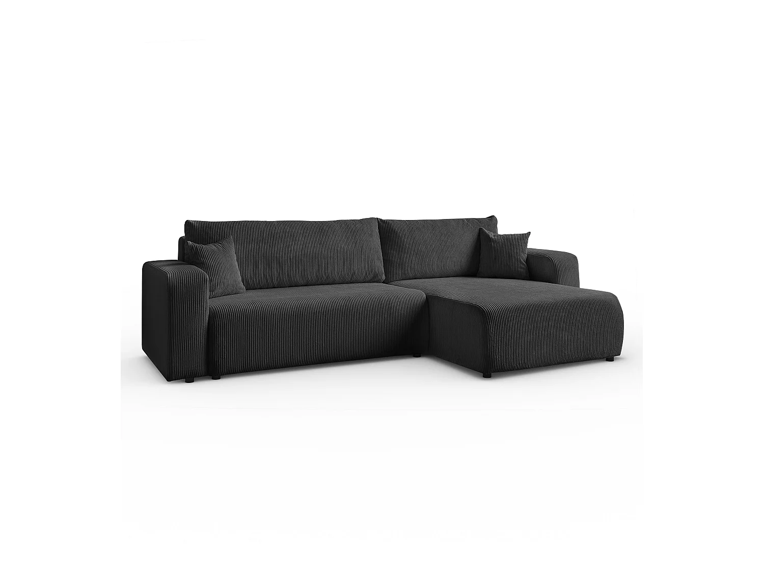 Ecksofa L Form Sofia 277 x 143 cm mit Schlaffunktion und Bettkasten Couch Cord Schlafsofa Schlafcouch Sofa universale Seite, graphit