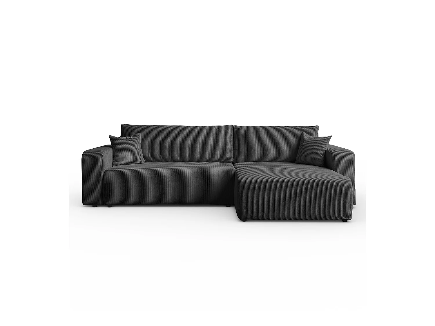 Ecksofa L Form Sofia 277 x 143 cm mit Schlaffunktion und Bettkasten Couch Cord Schlafsofa Schlafcouch Sofa universale Seite, graphit