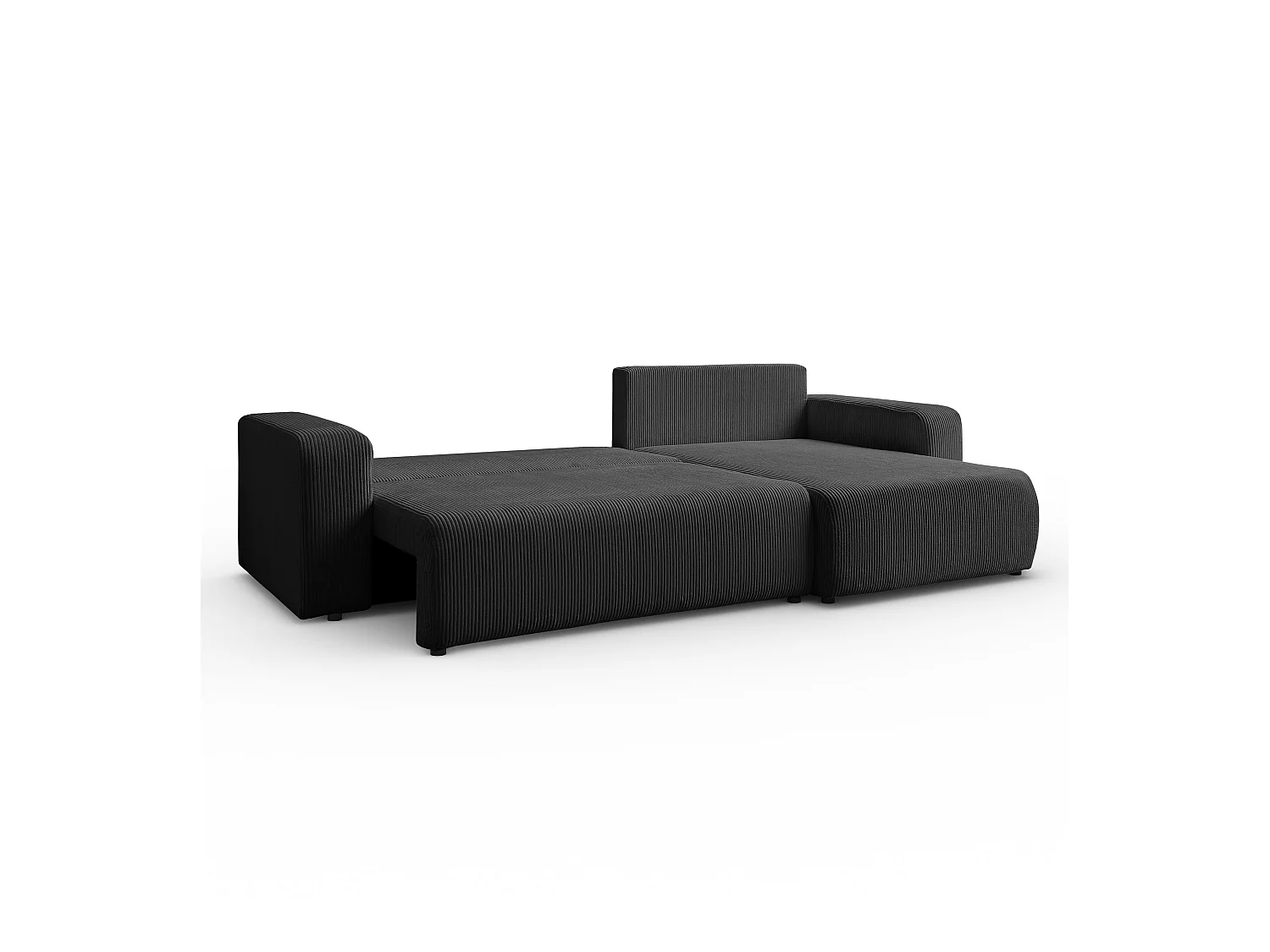 Ecksofa L Form Sofia 277 x 143 cm mit Schlaffunktion und Bettkasten Couch Cord Schlafsofa Schlafcouch Sofa universale Seite, graphit