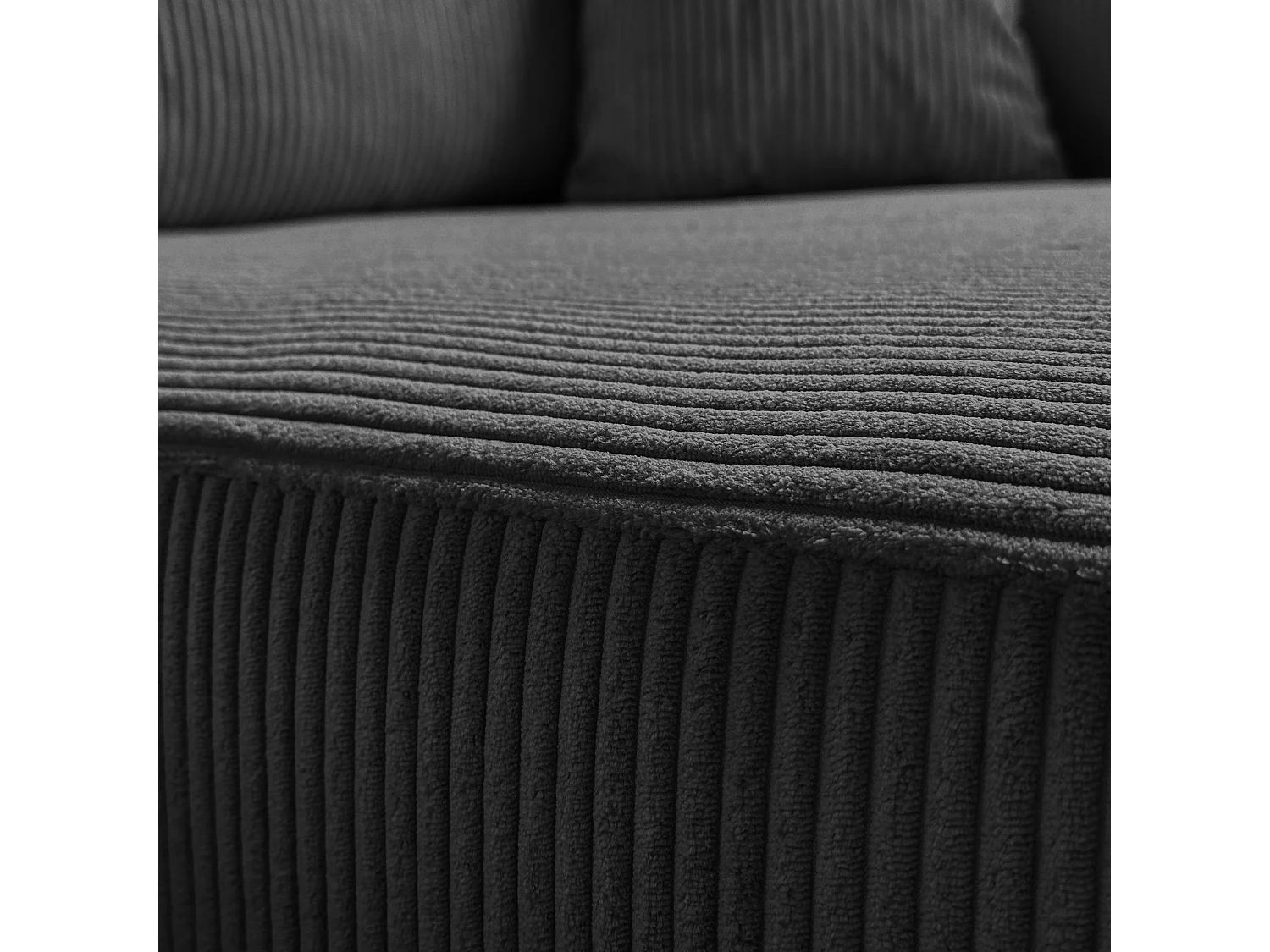 Ecksofa L Form Sofia 277 x 143 cm mit Schlaffunktion und Bettkasten Couch Cord Schlafsofa Schlafcouch Sofa universale Seite, graphit