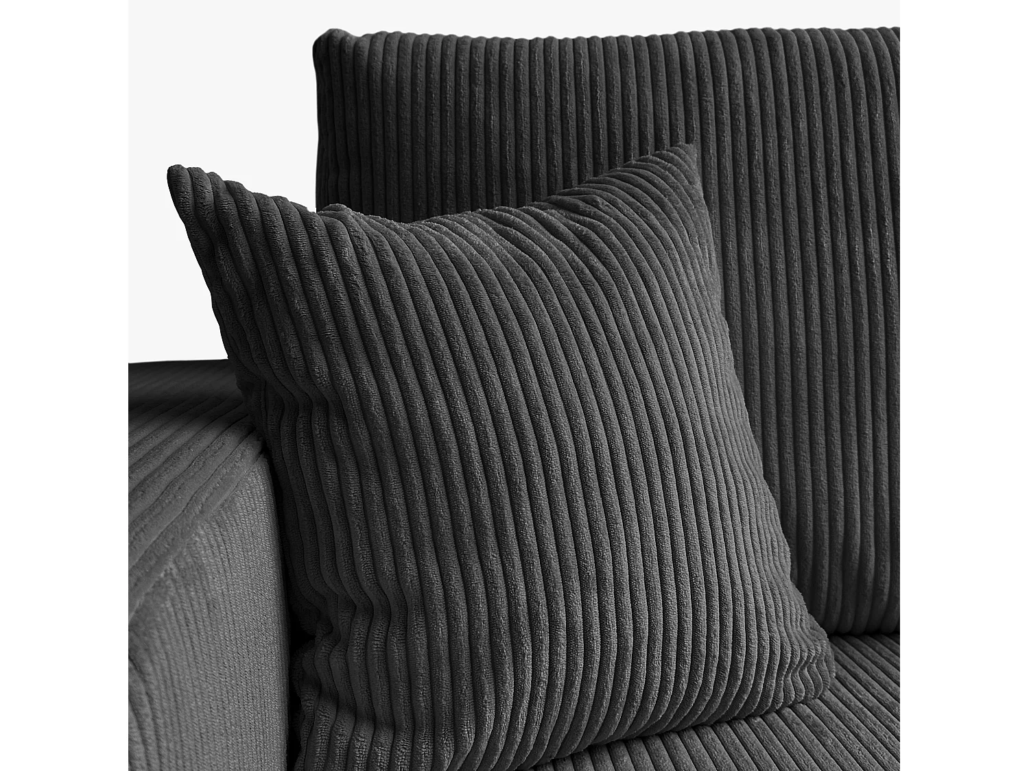 Ecksofa L Form Sofia 277 x 143 cm mit Schlaffunktion und Bettkasten Couch Cord Schlafsofa Schlafcouch Sofa universale Seite, graphit